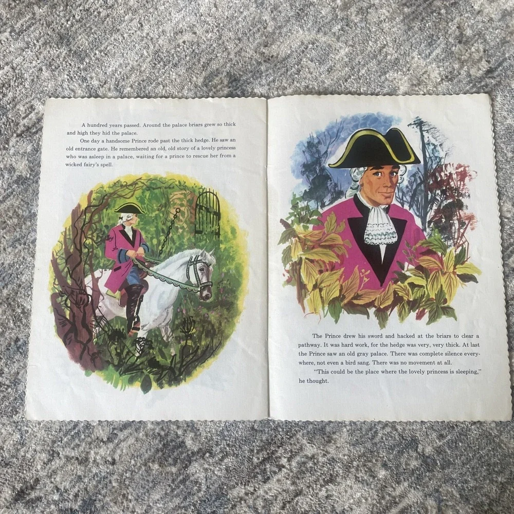 The Sleeping Beauty Linen-Like Story Book Vintage‎ Collectible Amazing Color